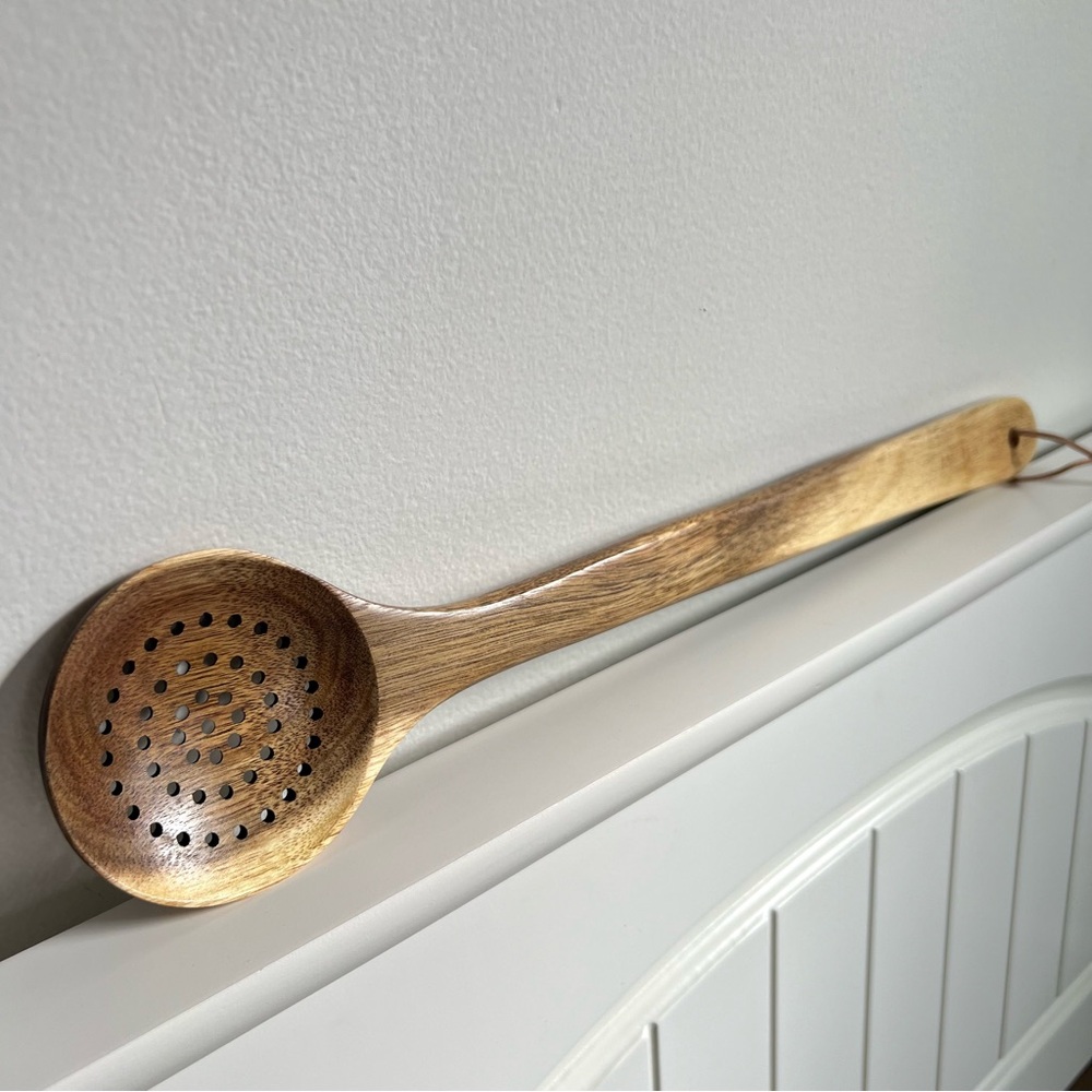 New Magnaware Acacia Long Slotted Wooden Utensil Spoon